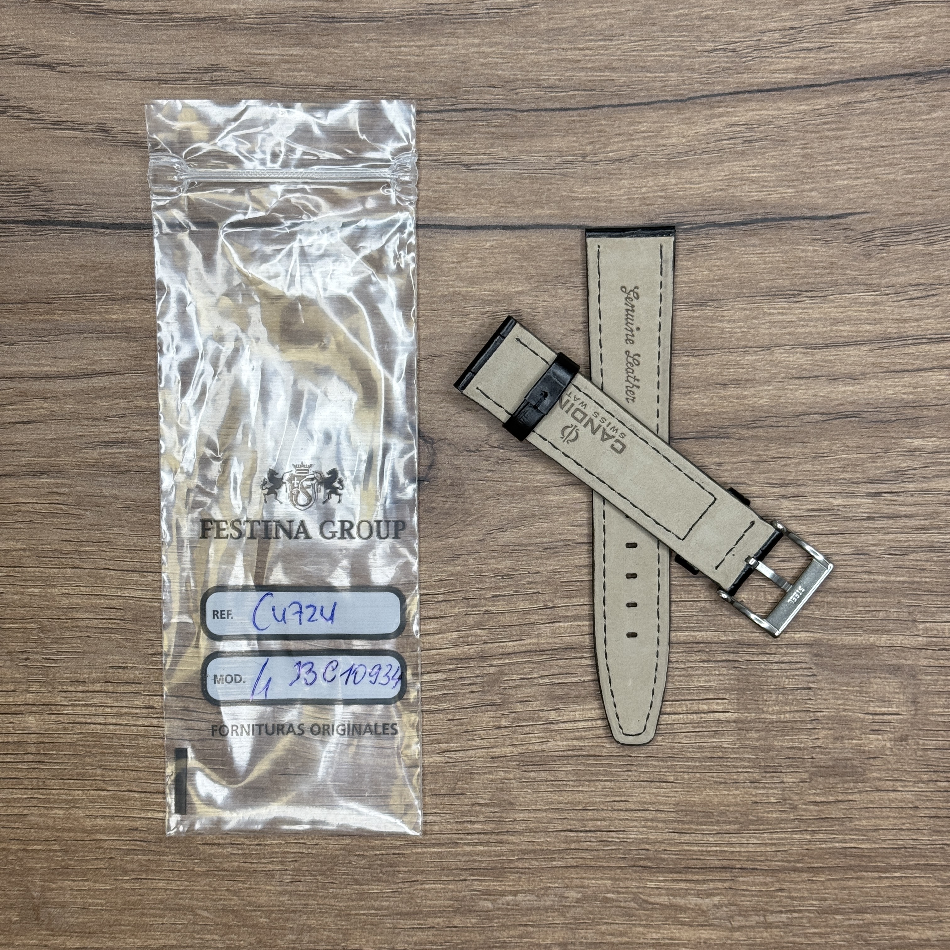 Ремешок для часов Candino из натуральной кожи, черный, для C4724 20мм 