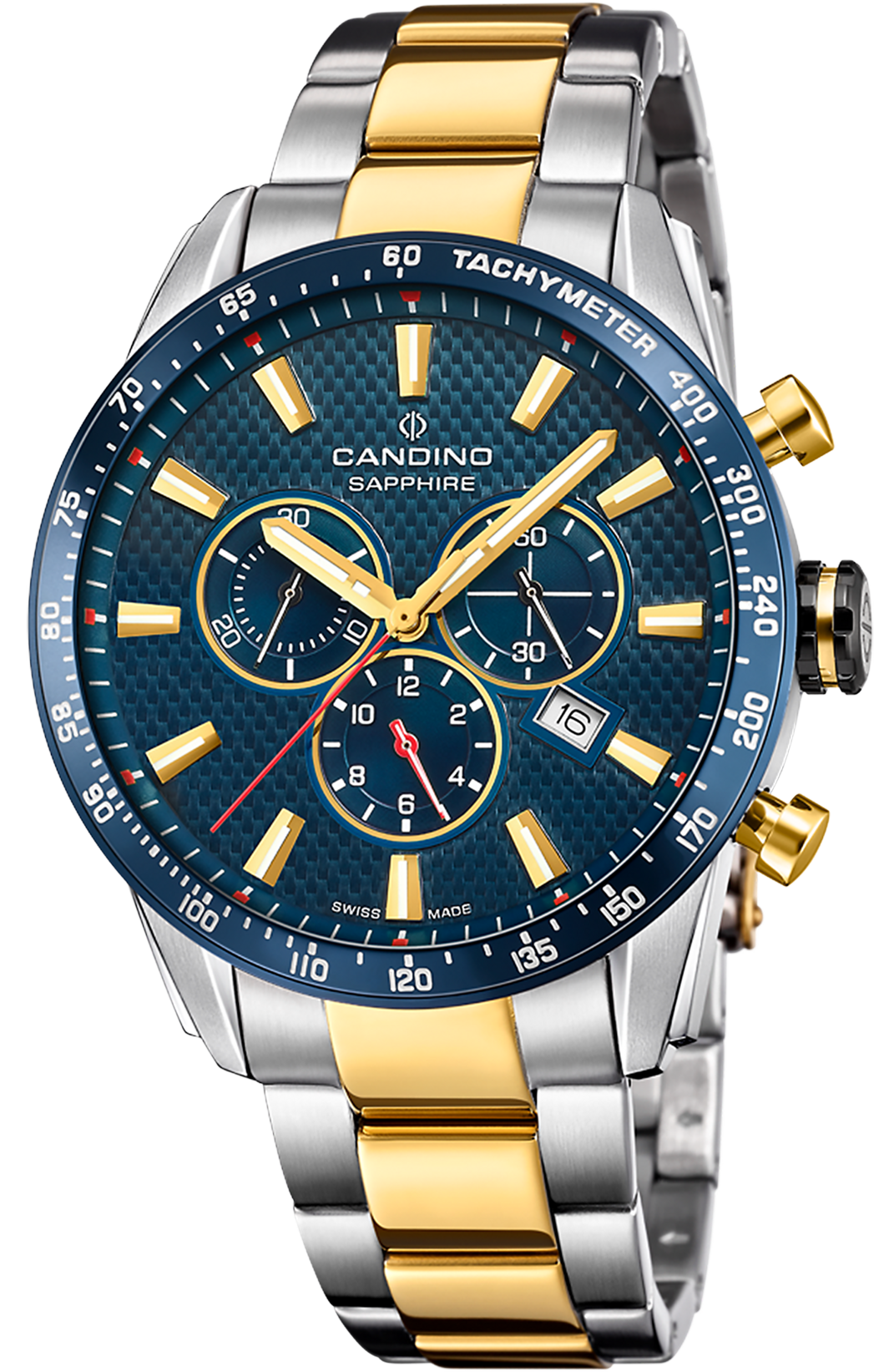 Мужские часы Candino Gents Sport C4748/B Мужские швейцарские часы, кварцевый механизм, сталь, 44 мм