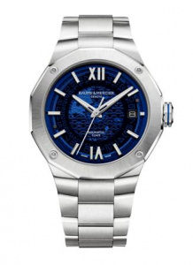 BAUME&MERCIER RIVIERA Сортивные повседневные мужские часы, мануфактурный автоматический механизм, стальной корпус, сапифровое стекло, циферблат цвета синего моря на стальном браслете, водозащита 100 м