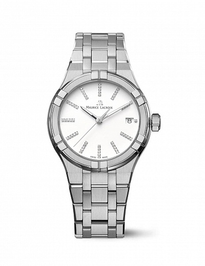 Женские часы Maurice Lacroix Aikon Quartz AI1106-SS002-150-1  швейцарские часы, кварцевый механизм, сталь, 35 мм