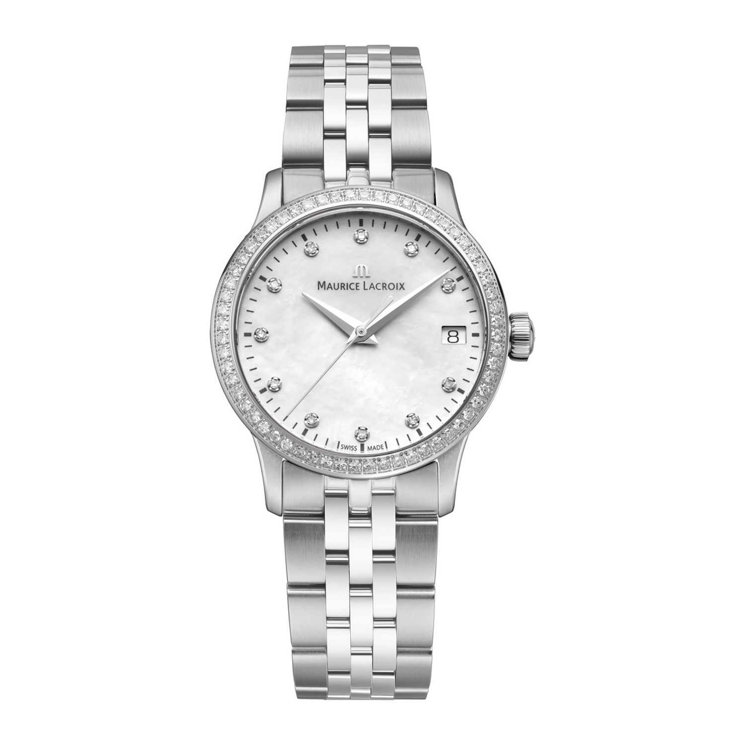 Женские часы Maurice Lacroix 1975 Quartz 751006-SD502-170-1 Женские швейцарские часы, кварцевый механизм, сталь, 33 мм