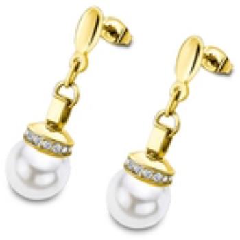 Pearls Серьги(LS2118-4/1) Серьги Lotus, сталь 316L с покрытием, жемчуг и циркониты