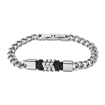 Men Basic Браслет(LS2104-2/2) Мужской стальной браслет Lotus с черными вставками из кожи