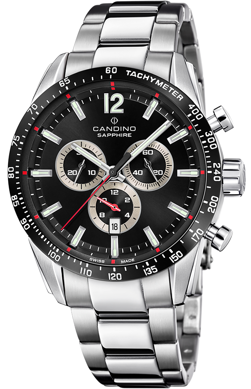 Мужские часы Candino Gents Sport C4757/D Мужские швейцарские часы, кварцевый механизм, сталь, 45 мм