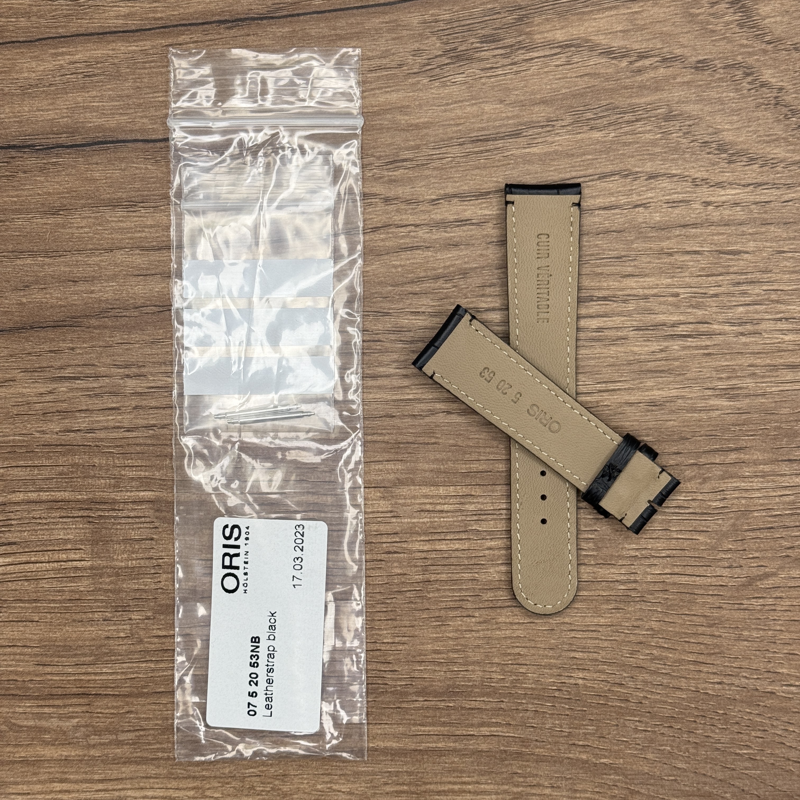 Ремешок для часов Oris из натуральной кожи, черный, без застежки 