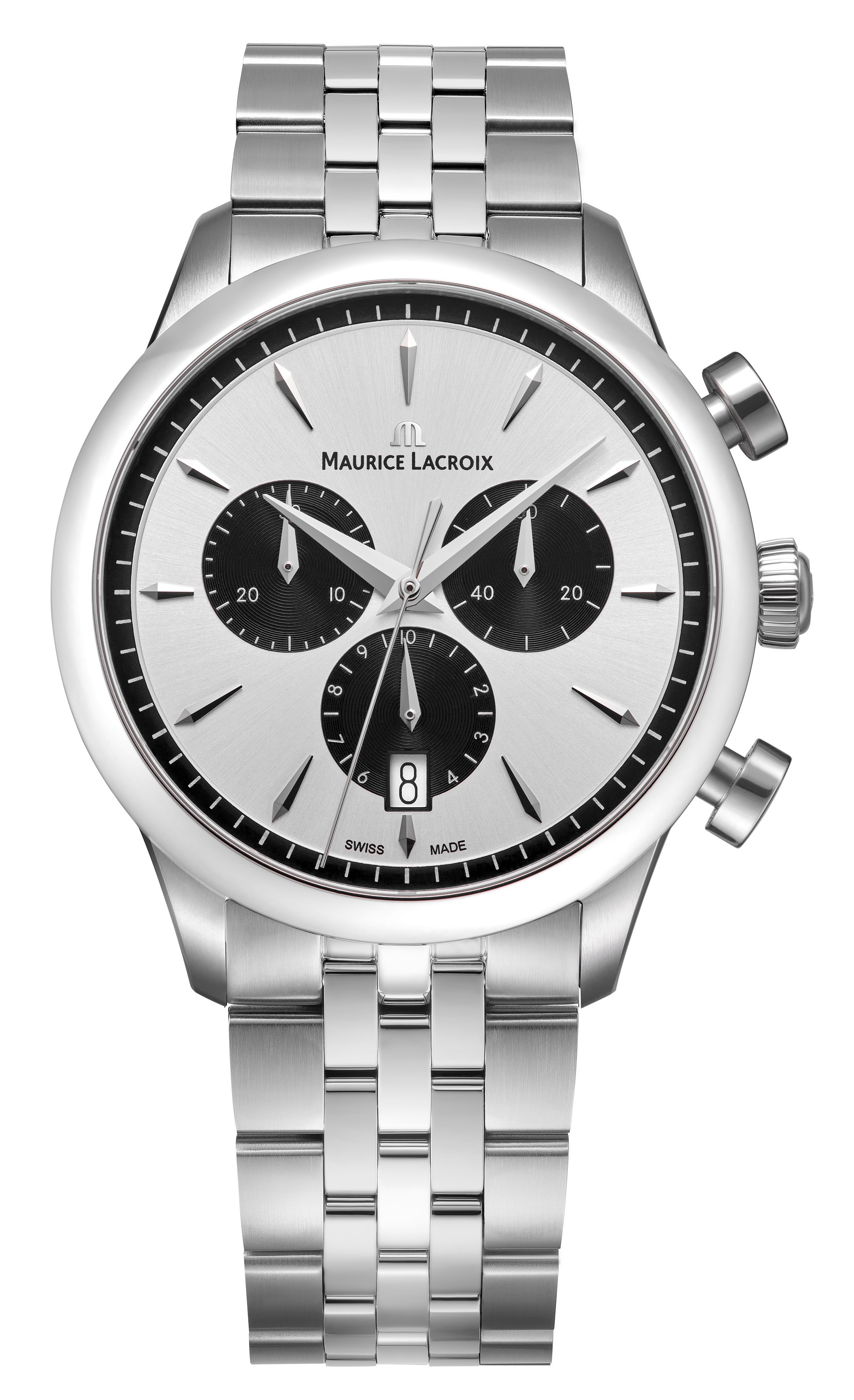 Мужские часы Maurice Lacroix 1975 Quartz 751038-SS002-130-1 Мужские швейцарские часы, кварцевый механизм, сталь, 39 мм