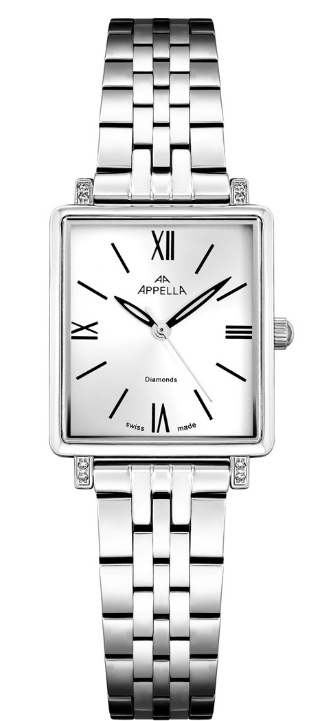 Женские часы Appella Diamond Band L50023.5163DQ Женские швейцарские часы, кварцевый механизм, сталь, 24 х 26 мм