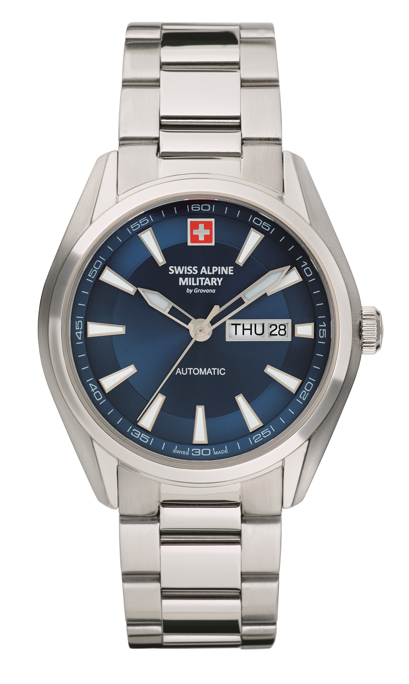 Мужские часы Swiss Alpine Military Admiral Day-Date 7090.2135SAM  швейцарские часы, автоматический механизм, сталь, 42 мм