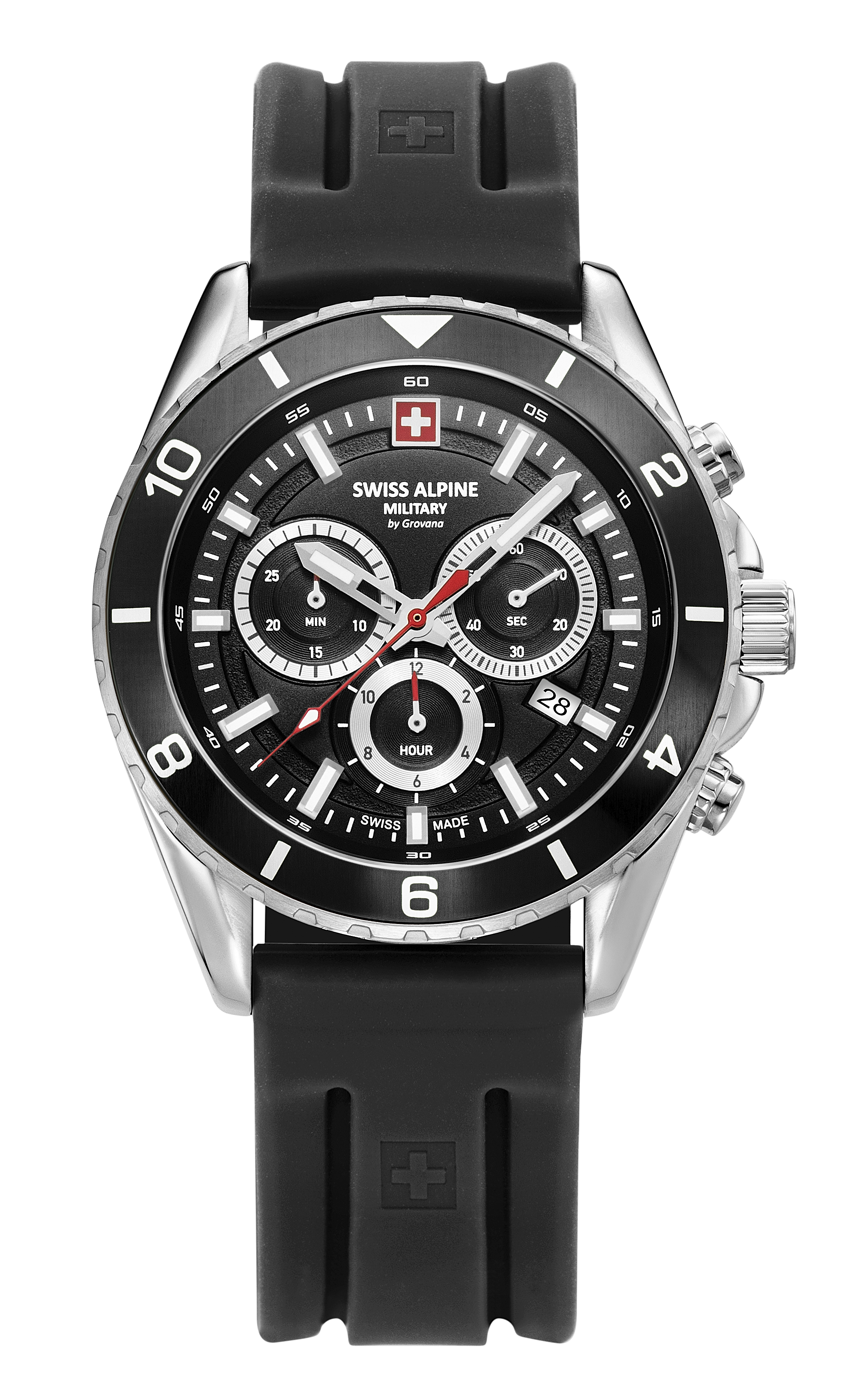 Мужские часы Swiss Alpine Military Sierra Chrono 7034.9837SAM  Мужские швейцарские часы, кварцевый механизм, сталь, 43 мм