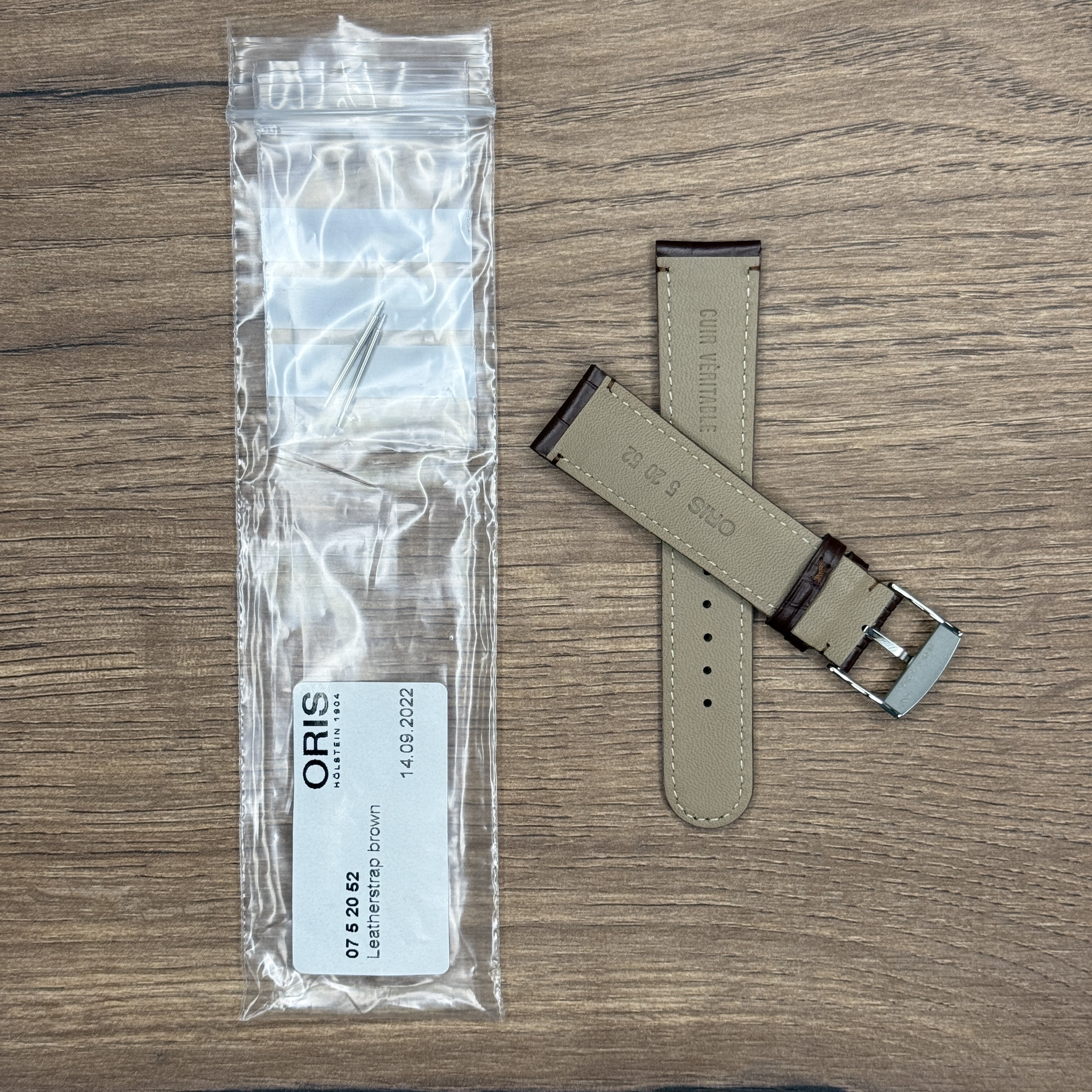 Ремешок для часов Oris из натуральной кожи, коричневый, с застежкой 