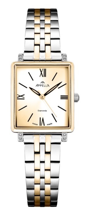 Женские часы Appella Diamond Band L50023.2161DQ  швейцарские часы, кварцевый механизм, сталь с покрытием, 24 х 26 мм