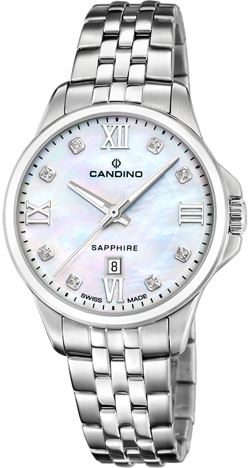 Женские часы Candino Lady Elegance Date C4766/1 Женские швейцарские часы, кварцевый механизм, сталь, 34 мм