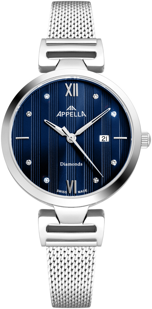 Женские часы Appella Diamond Band L50001.5185DQ Женские швейцарские часы, кварцевый механизм, сталь, 32 мм
