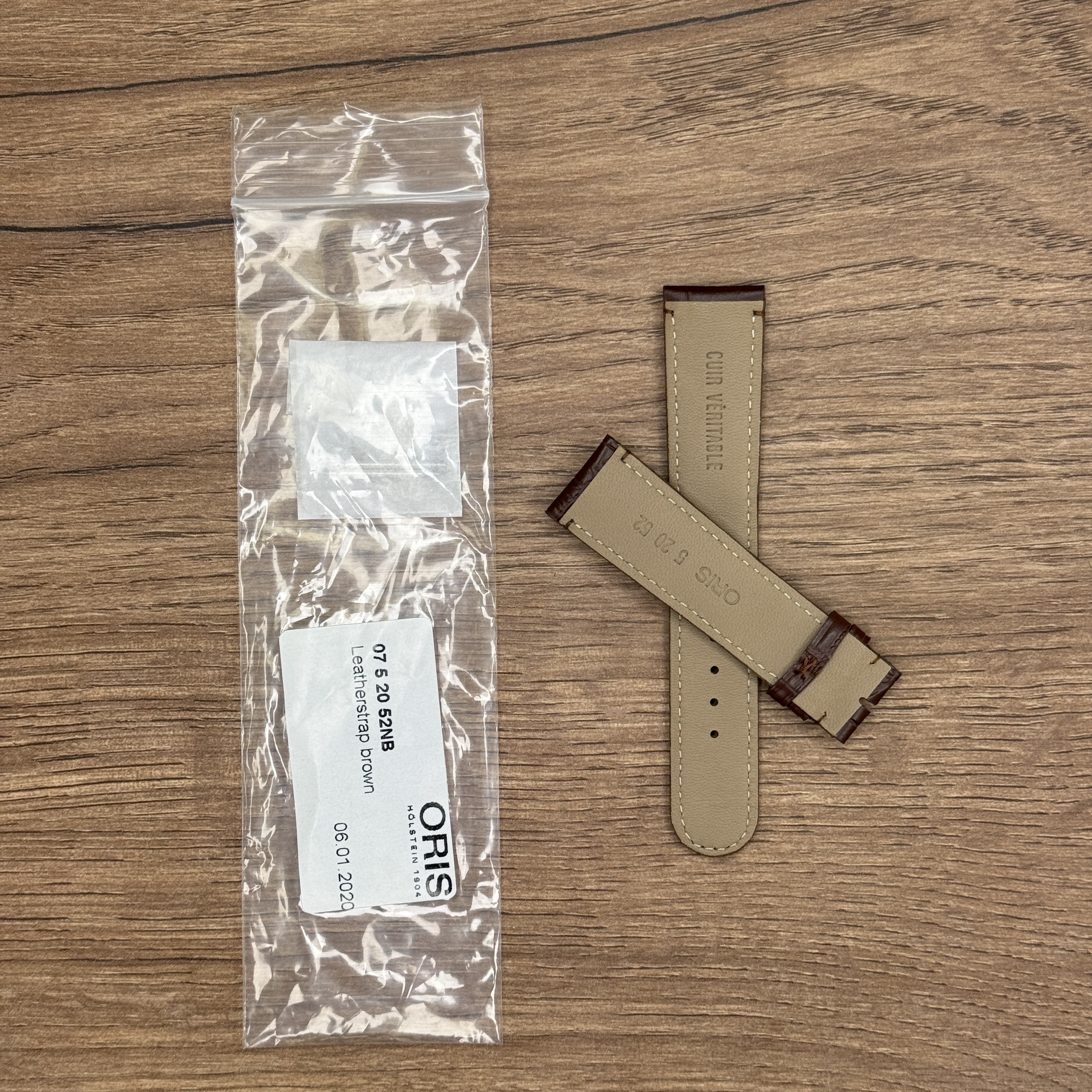 Ремешок для часов Oris из натуральной кожи, коричневый, без застежки 