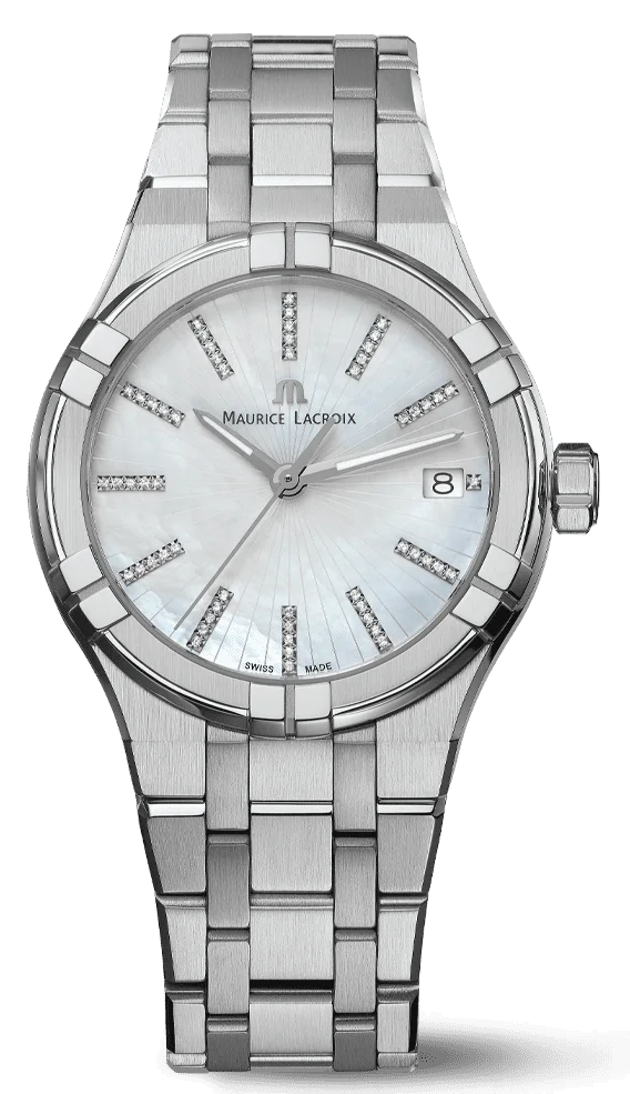 Женские часы Maurice Lacroix Aikon Quartz AI1106-SS002-170-1  швейцарские часы, кварцевый механизм, сталь, 35 мм