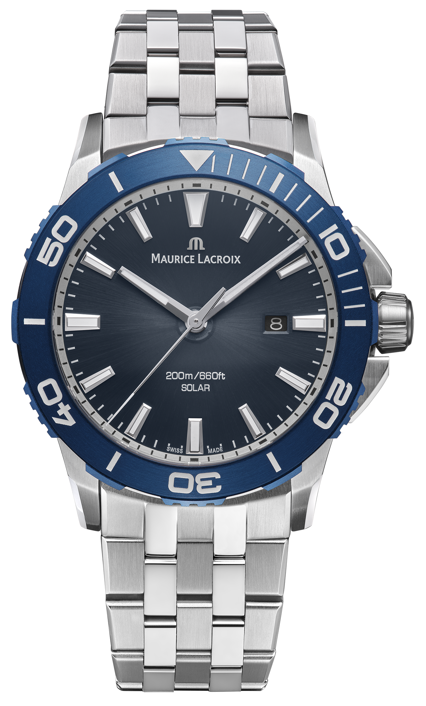 Унисекс часы Maurice Lacroix Pontos S Solar PT1008-SSL42-430-1  швейцарские часы, кварцевый механизм, сталь, 41 мм