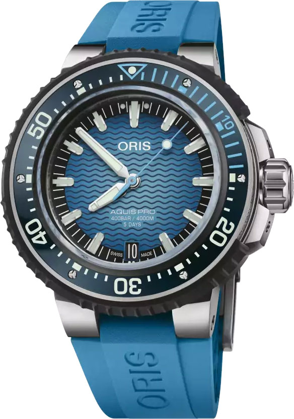 Мужские часы Oris Aquis 01 400 7777 7155-Set Мужские швейцарские часы, автоматический механизм, титан, 49,5 мм