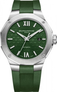 BAUME&MERCIER RIVIERA Сортивные повседневные мужские часы, швейцарский автоматический механизм, сапифровое стекло, зеленый циферблат и зеленый каучуковый ремень, водозащита 100 м