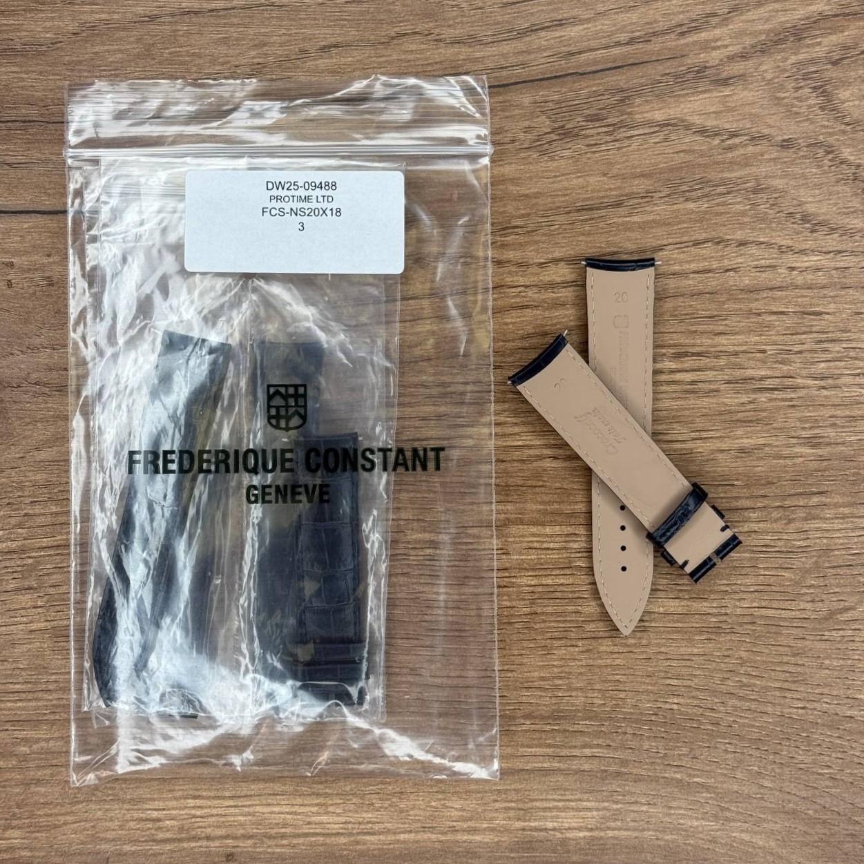 Ремешок для часов Frederique Constant из кожи теленка, синий, 20х18 