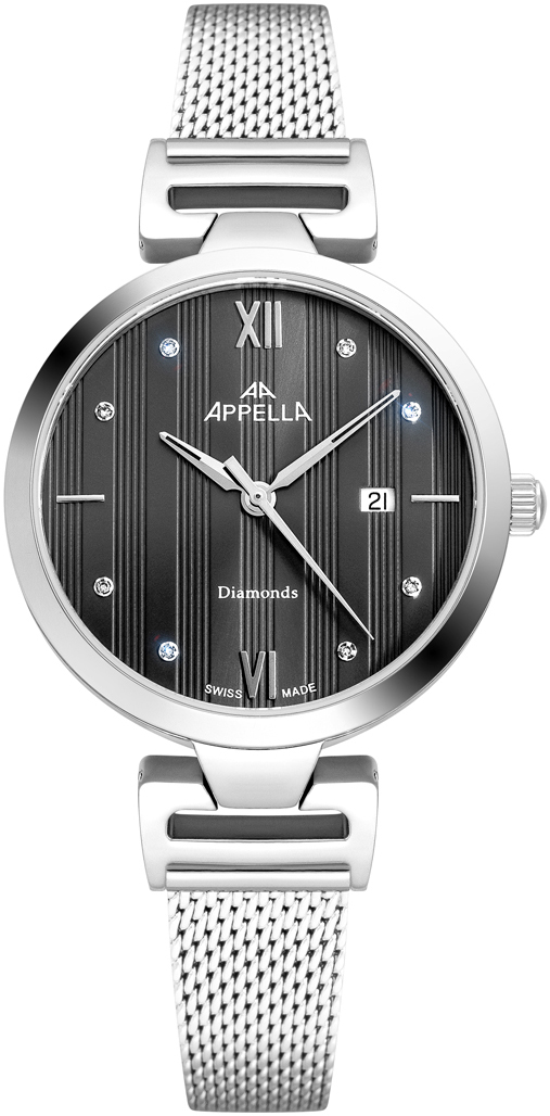Женские часы Appella Diamond Band L50001.5187DQ Женские швейцарские часы, кварцевый механизм, сталь, 32 мм