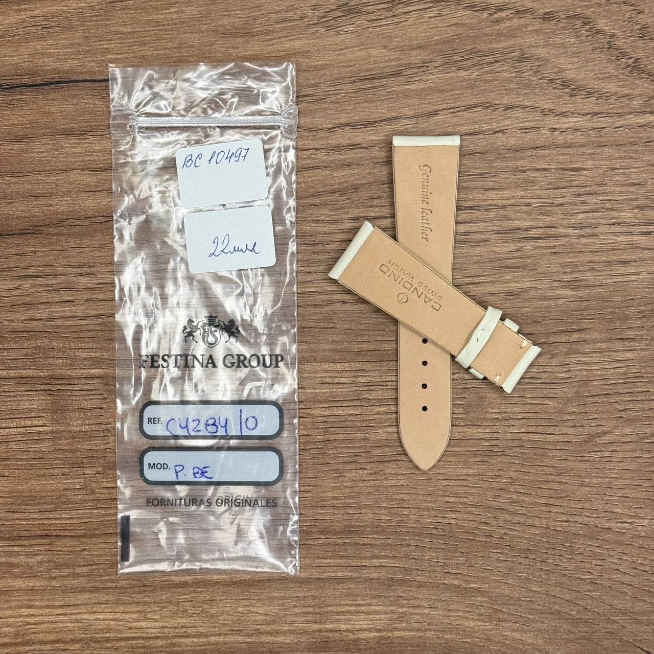 Ремешок для часов Candino, натуральная кожа, бежевый, 22 мм, для C4283, С4284 