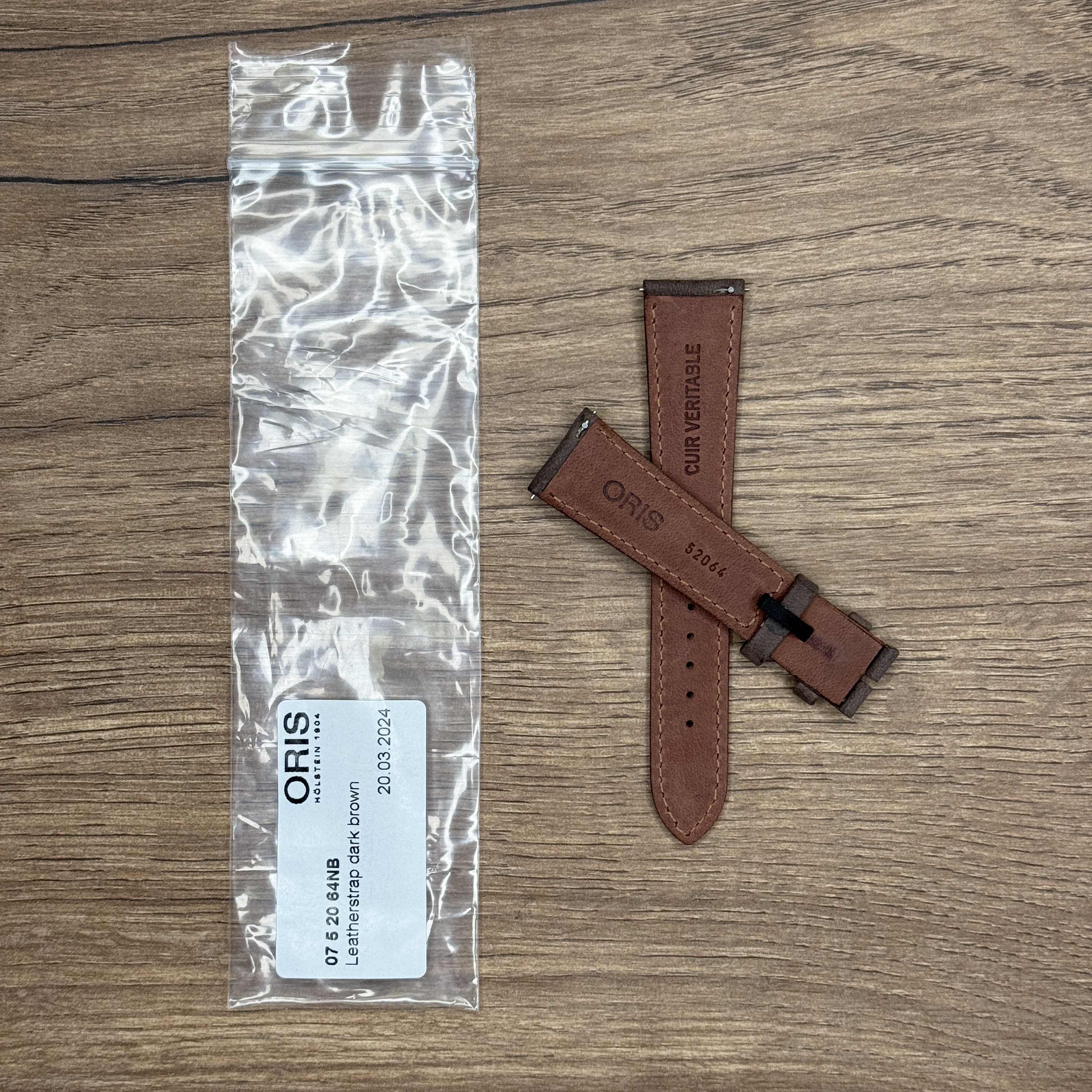 Ремешок для часов Oris из натуральной кожи, коричневый, без застежки 