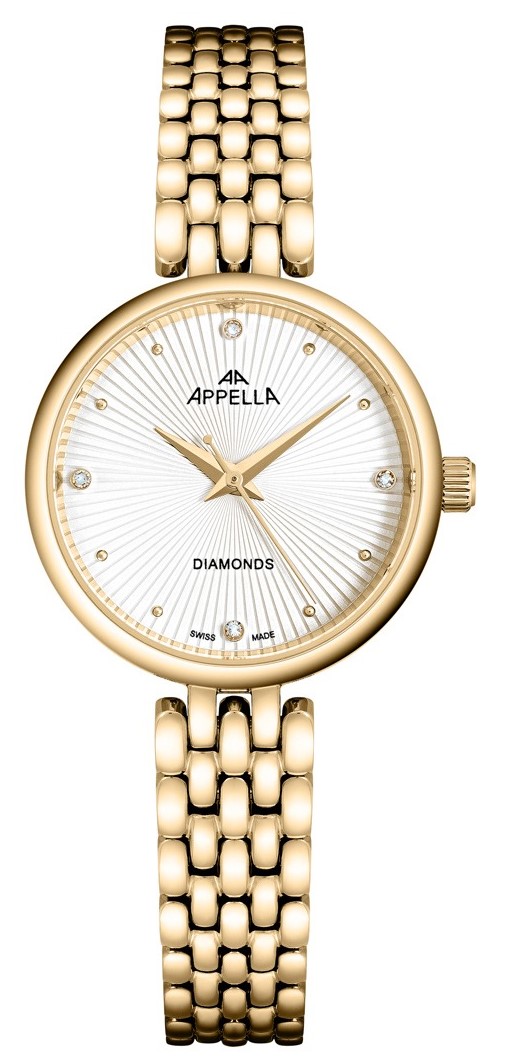 Женские часы Appella Diamond Band L50020.1143DQ Женские швейцарские часы, кварцевый механизм, сталь с покрытием, 29 мм