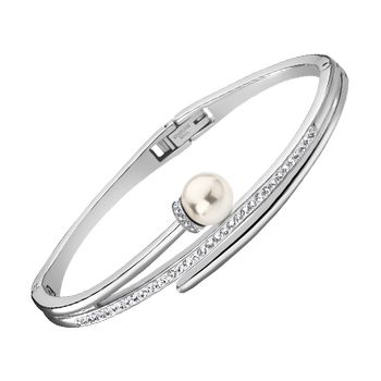 Pearls Браслет(LS2021-2/2) Браслет Lotus, сталь 316L, жемчуг и циркониты
