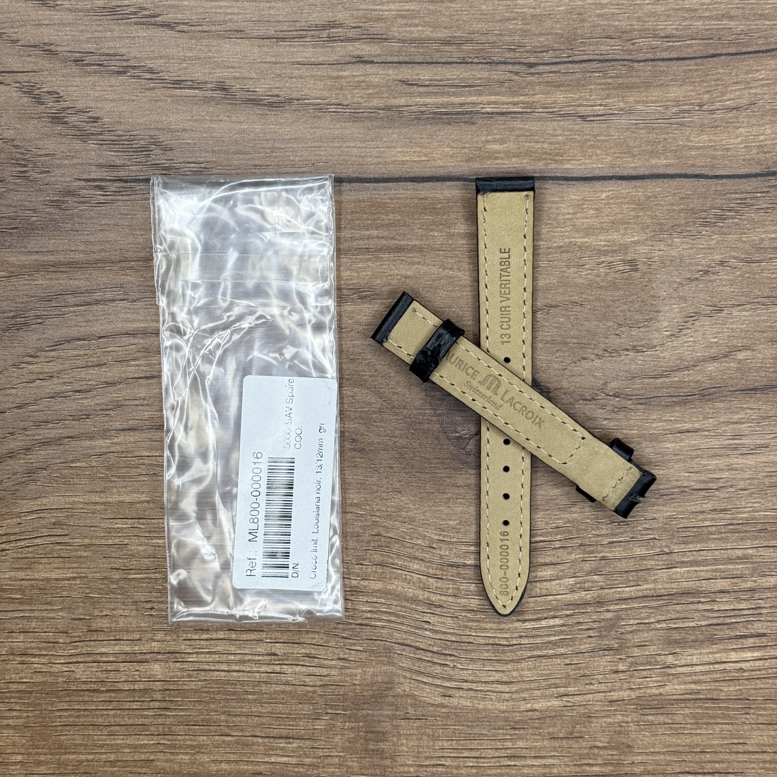 Ремешок для часов Maurice Lacroix из кожи, черный, 13/12 