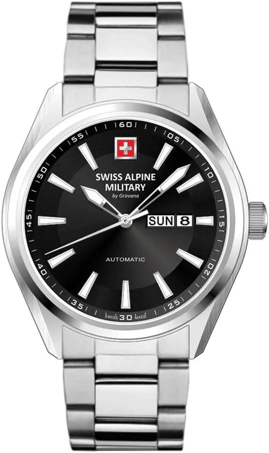 Часы SWISS ALPINE MILITARY  Мужские швейцарские часы, автоматический механизм, сталь, 42 мм