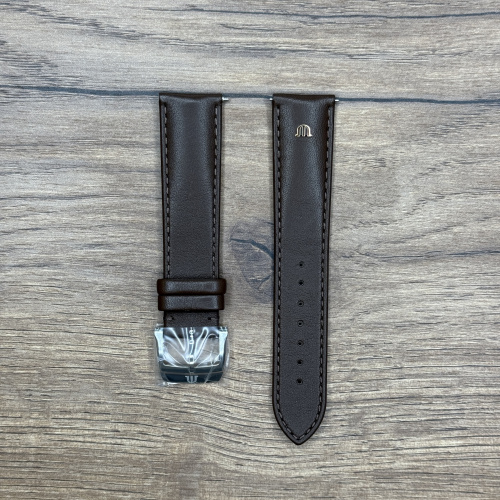 Ремешок из кожи теленка с пряжкой,коричневый, гладкий 20/18мм, стальная пряжка 