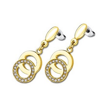 Bliss Серьги(LS1913-4/3) Серьги Lotus из стали с желтым покрытием и вставками из циркония