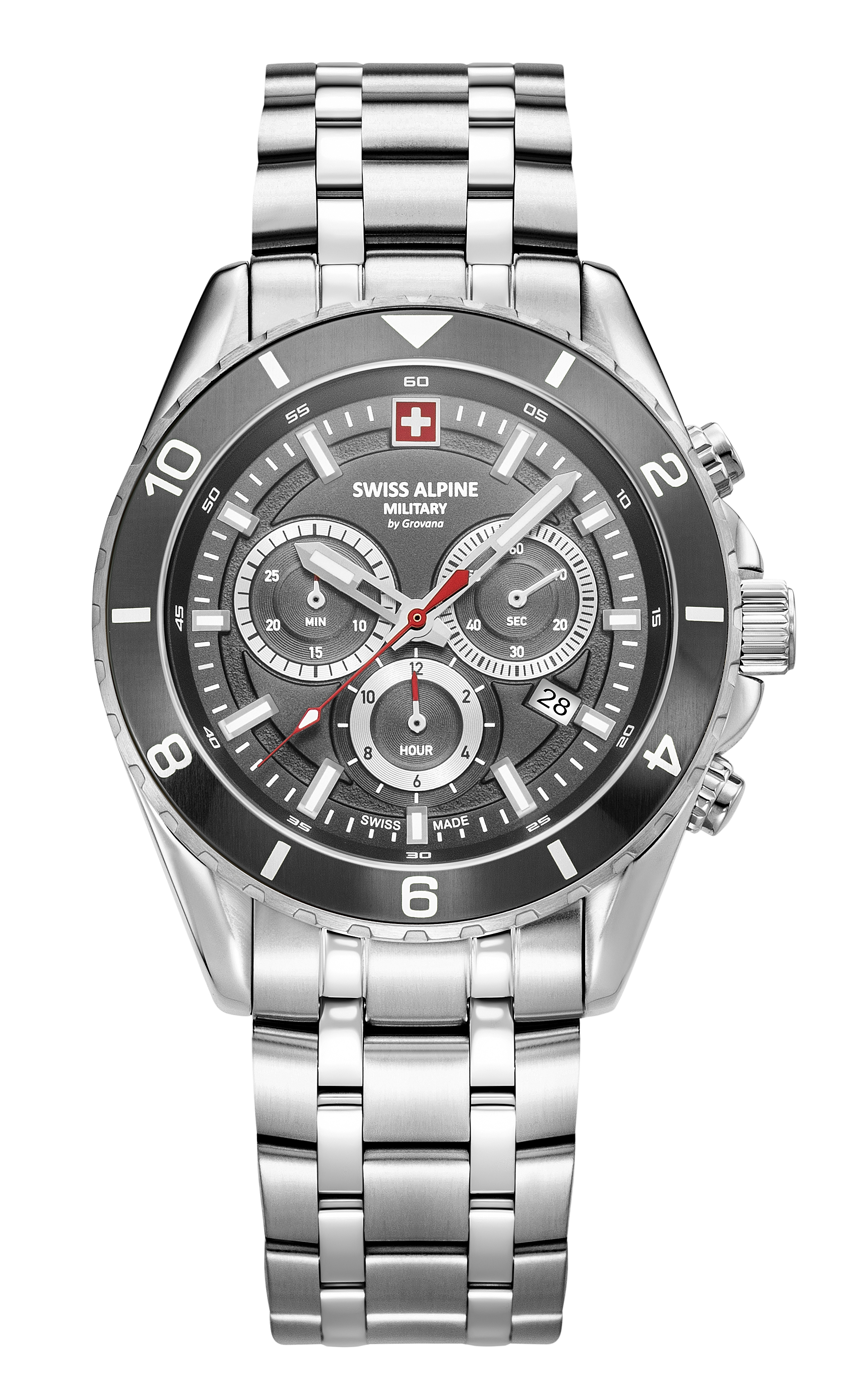 Мужские часы Swiss Alpine Military Sierra Chrono 7034.9132SAM  Мужские швейцарские часы, кварцевый механизм, сталь, 43 мм