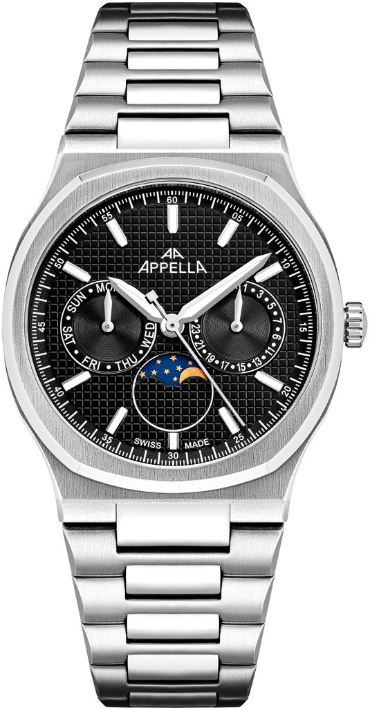 Женские часы Appella Moonface L32006.5114QF Женские швейцарские часы, кварцевый механизм, сталь, 36,5 мм