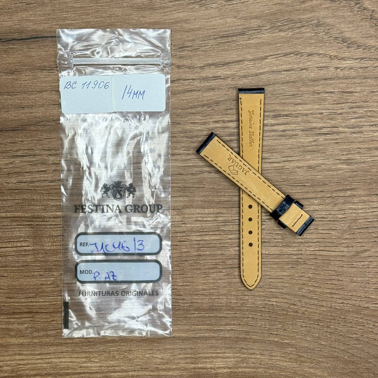 Ремешок для часов Jaguar из кожи теленка, синий, 14 мм, для J1046  