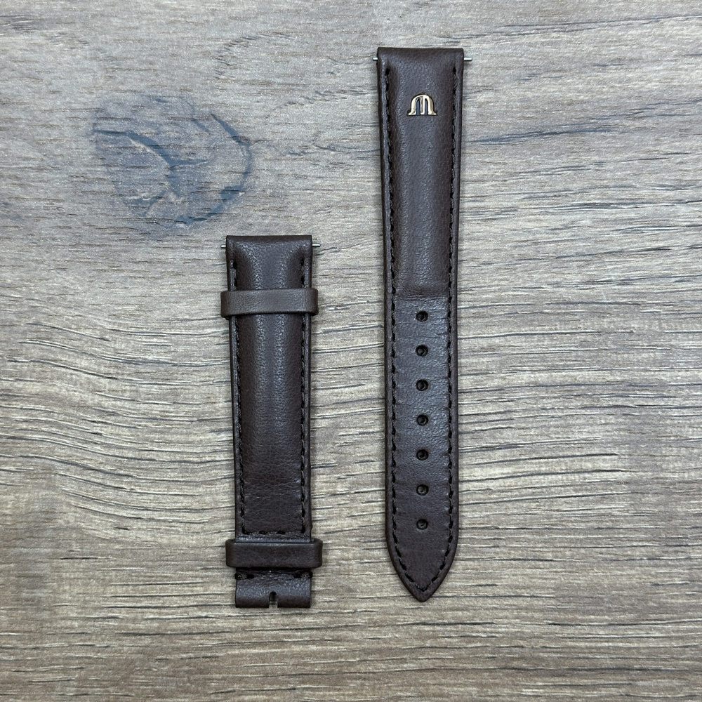 Ремешок для часов Maurice Lacroix из кожи теленка, коричневый, 16/14 ML740-005003 Кожаные ремешки - стильные, надёжные и долговечные, способные составить достойную пару часам со стальным корпусом или часам из титана. Аксессуары из кожи не рекомендуется использовать в воде. У нас присутствуют только высококачественные материалы и оригинальный товар от производителя.
