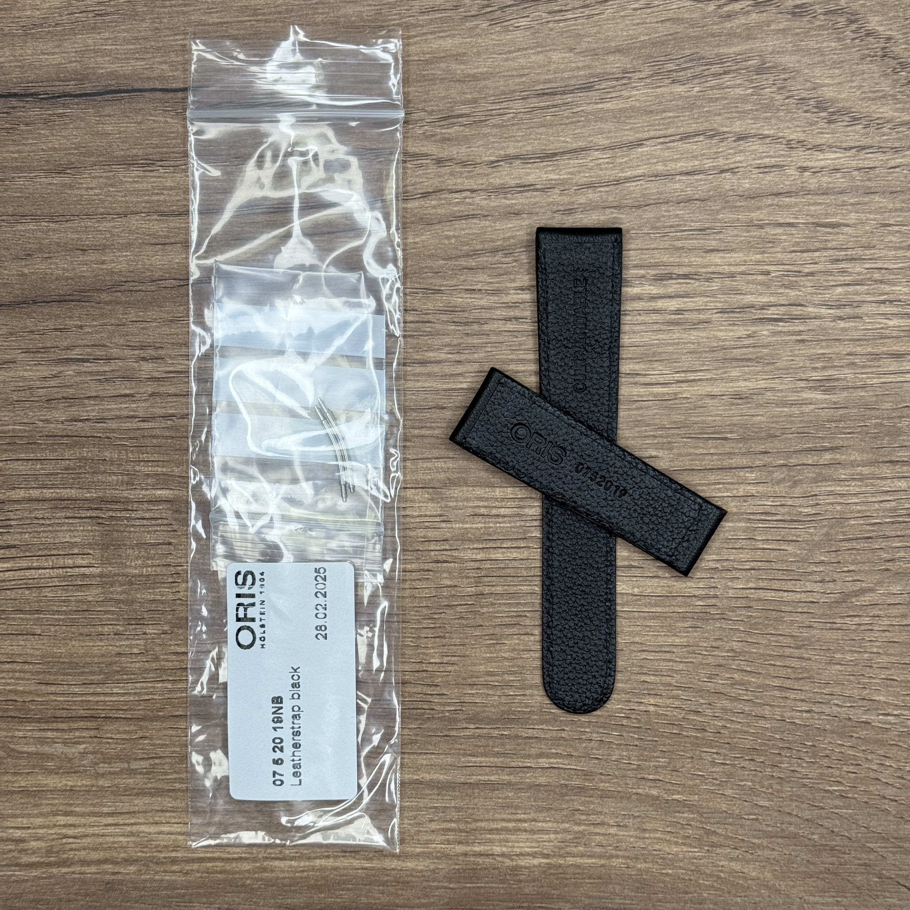 Ремешок для часов Oris из натуральной кожи, черный, без застежки 