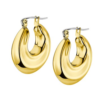 Urban Woman Серьги(LS2347-4/2) Объемные женские серьги-кольца Lotus из стали с золотистым покрытием