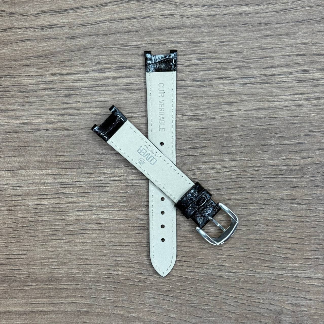 Ремешок для часов Cover из натуральной кожи, черный 