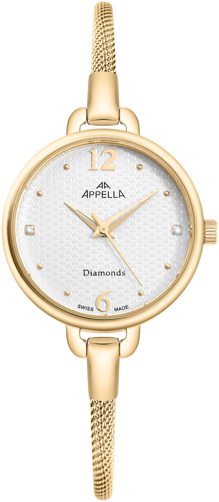 Женские часы Appella Diamond Band L50003.1173DQ Женские швейцарские часы, кварцевый механизм, сталь с покрытием, 30 мм