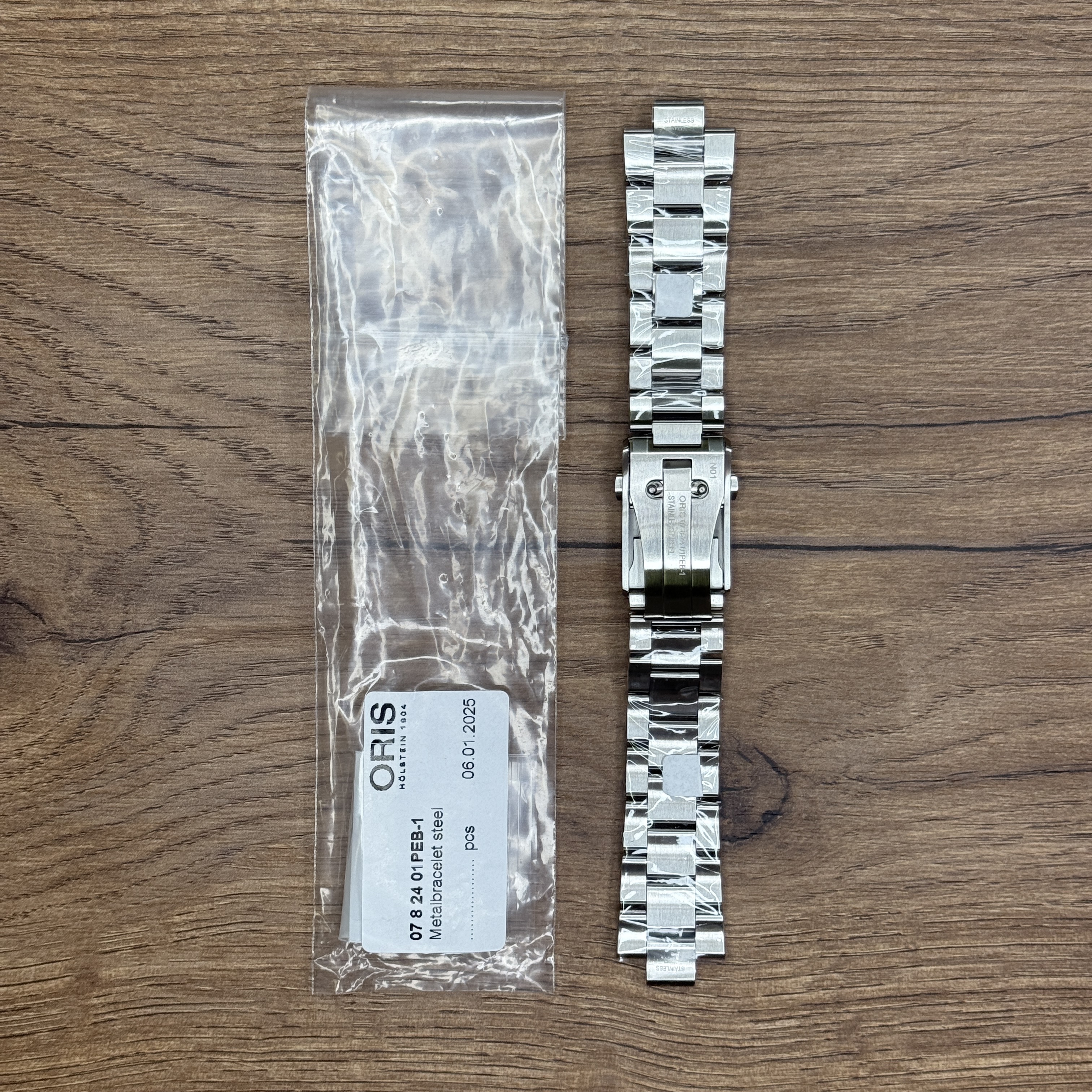 Браслет для часов ORIS из кожи теленка со стальной клипсой, темно-коричневый 