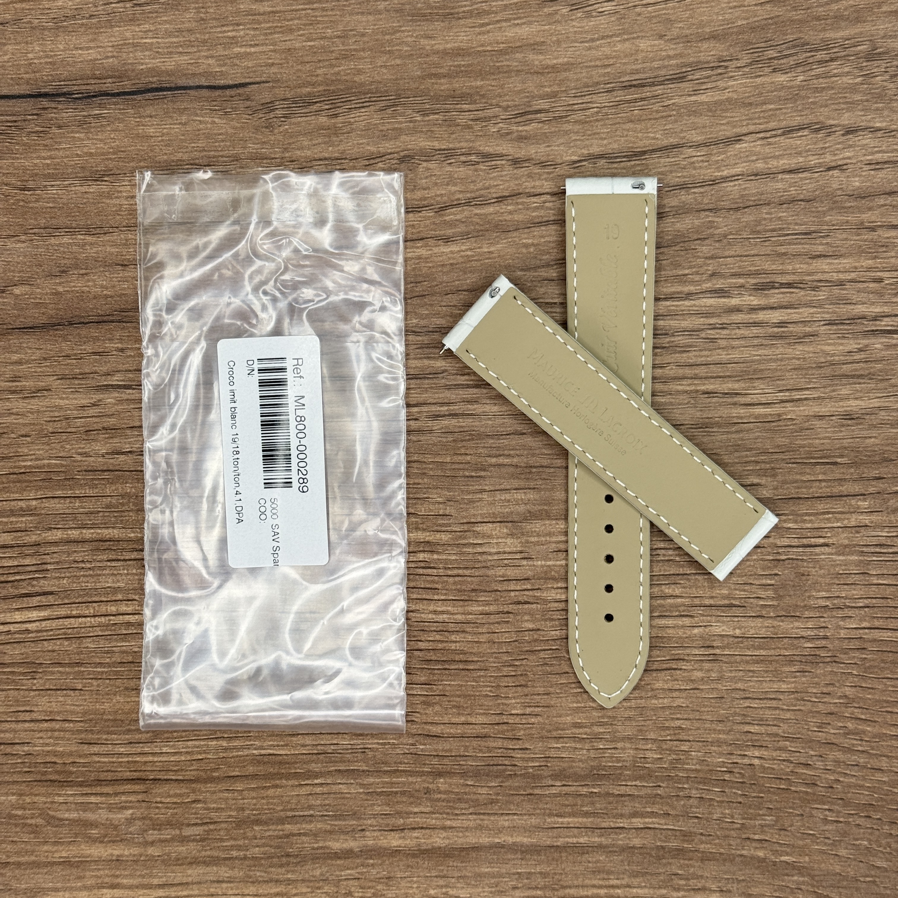 Ремешок для часов Maurice Lacroix из кожи теленка, иммитац. крок.белый, 19/18 ремешок для часов из кожи теленка, иммитац. крок.белый, 19/18