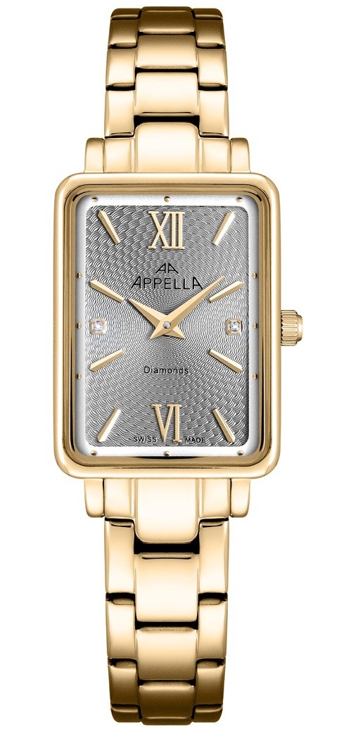 Женские часы Appella Diamond Band L50022.1167DQ Женские швейцарские часы, кварцевый механизм, сталь с покрытием, 22 х 29 мм
