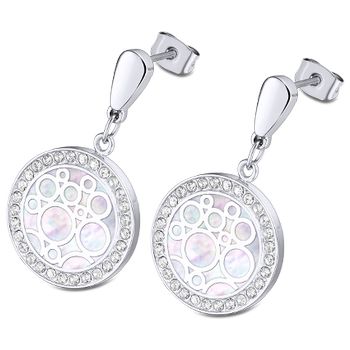 Bliss Серьги(LS2179-4/1) Серьги Lotus, сталь 316L, натуральный перламутр и циркониты
