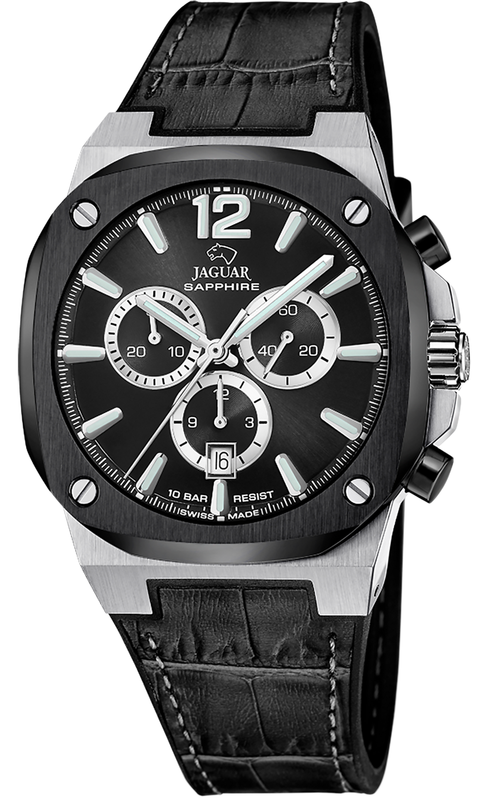 Мужские часы Jaguar ROND CARRE J1026/4 Мужские швейцарские часы, кварцевый механизм, сталь, 43*43 мм