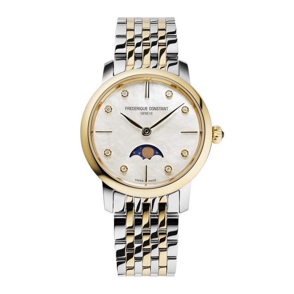 Женские часы Frederique Constant Slimline FC-206MPWD1S3B Женские швейцарские часы, кварцевый механизм, сталь с покрытием, 30 мм