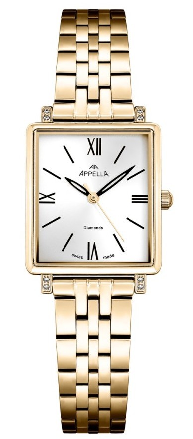 Женские часы Appella Diamond Band L50023.1163DQ  швейцарские часы, кварцевый механизм, сталь с покрытием, 24 х 26 мм