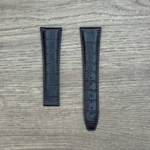 Ремешок для часов Frederique Constant из кожи теленка, имитация крокодила, темно-коричневый, под клипсу 