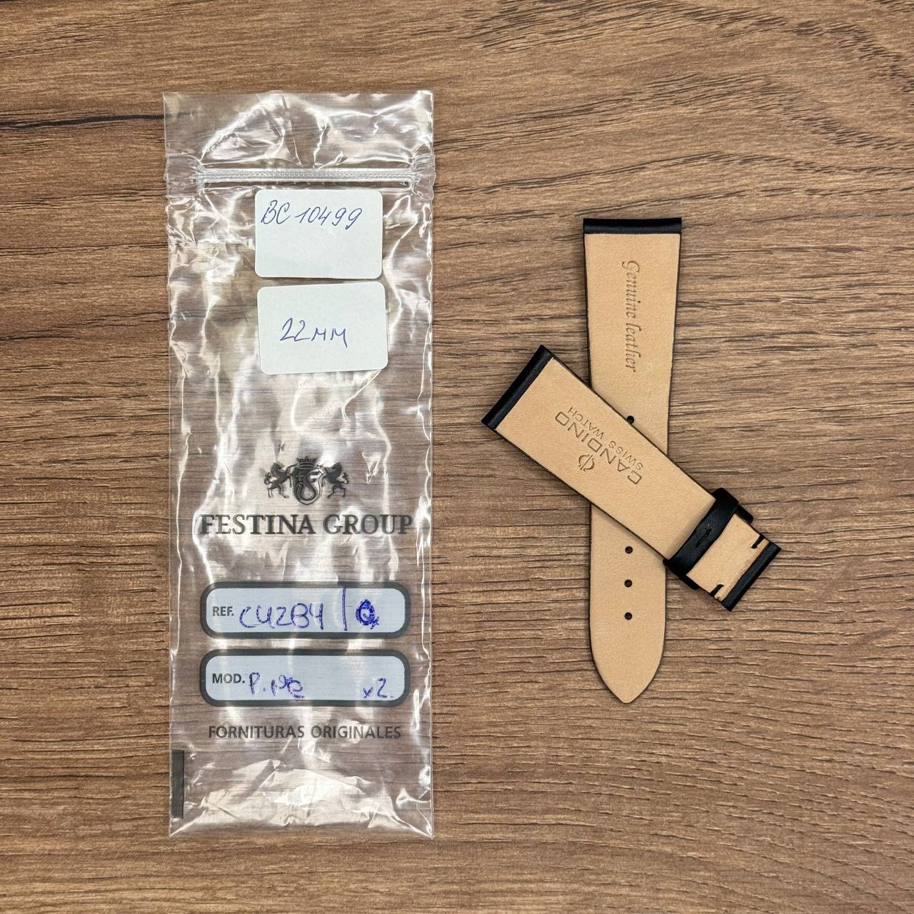 Ремешок для часов Candino, натуральная кожа, черный, 22 мм, для C4283, С4284 