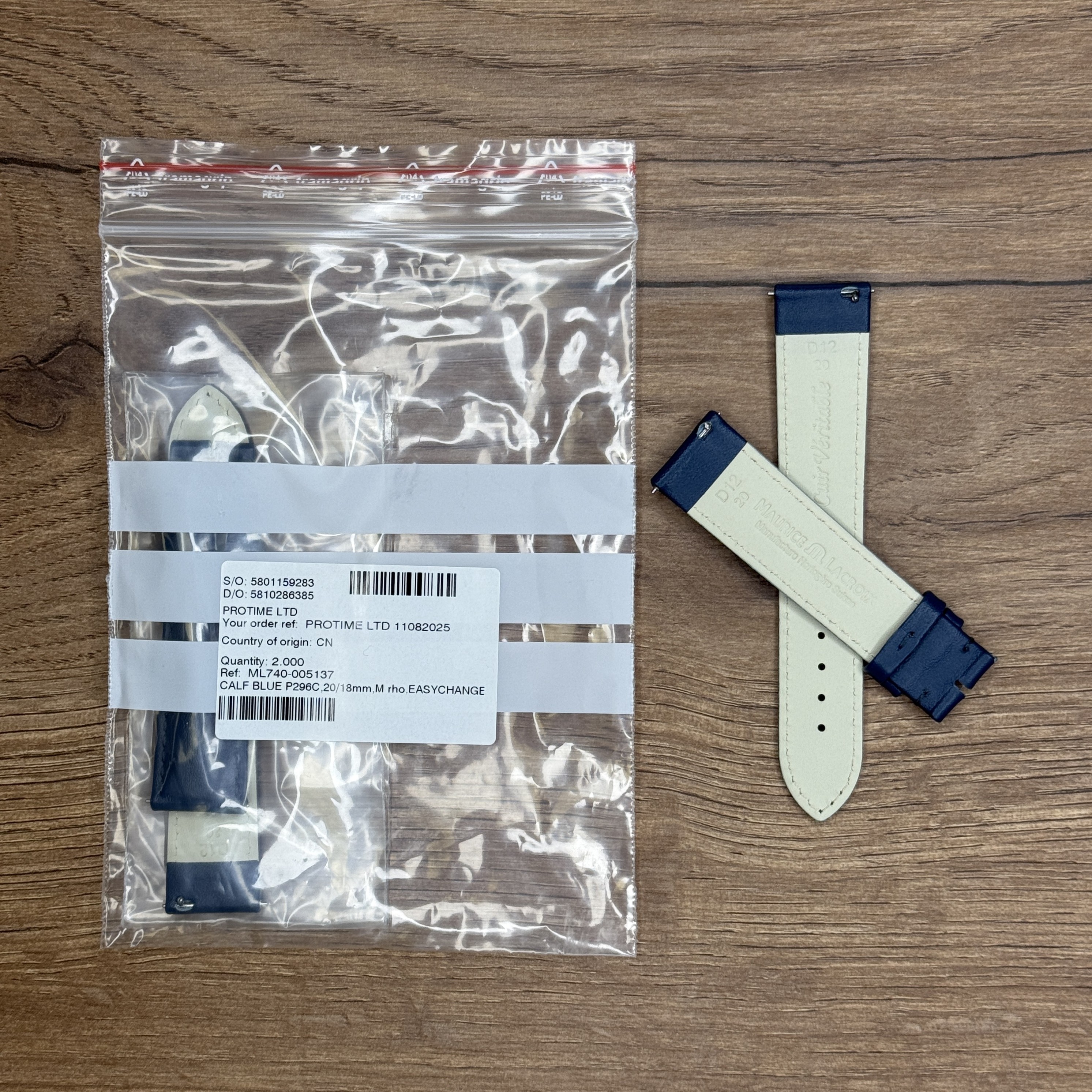 Ремешок для часов Maurice Lacroix из кожи теленка, синий, лого сталь 20х18 